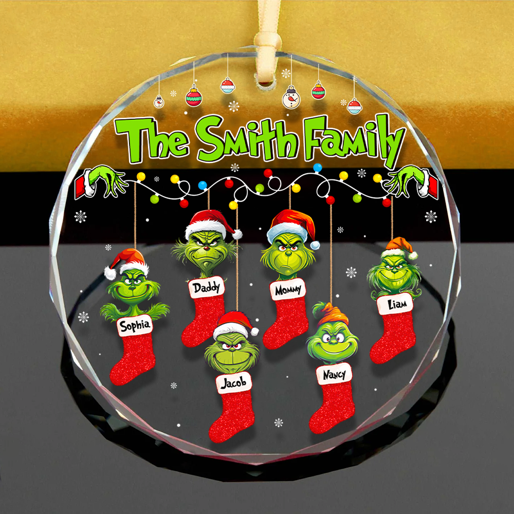 Personalized Grinch Family Christmas Ornament Ornament PopCulturePrints
