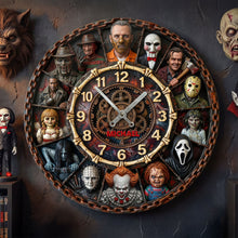 Load image into Gallery viewer, Time for Terror: Personalized Horror Fans Wall Clock - Custom Gift for Villain Enthusiasts Hanging Wall Clock PopCulturePrints
