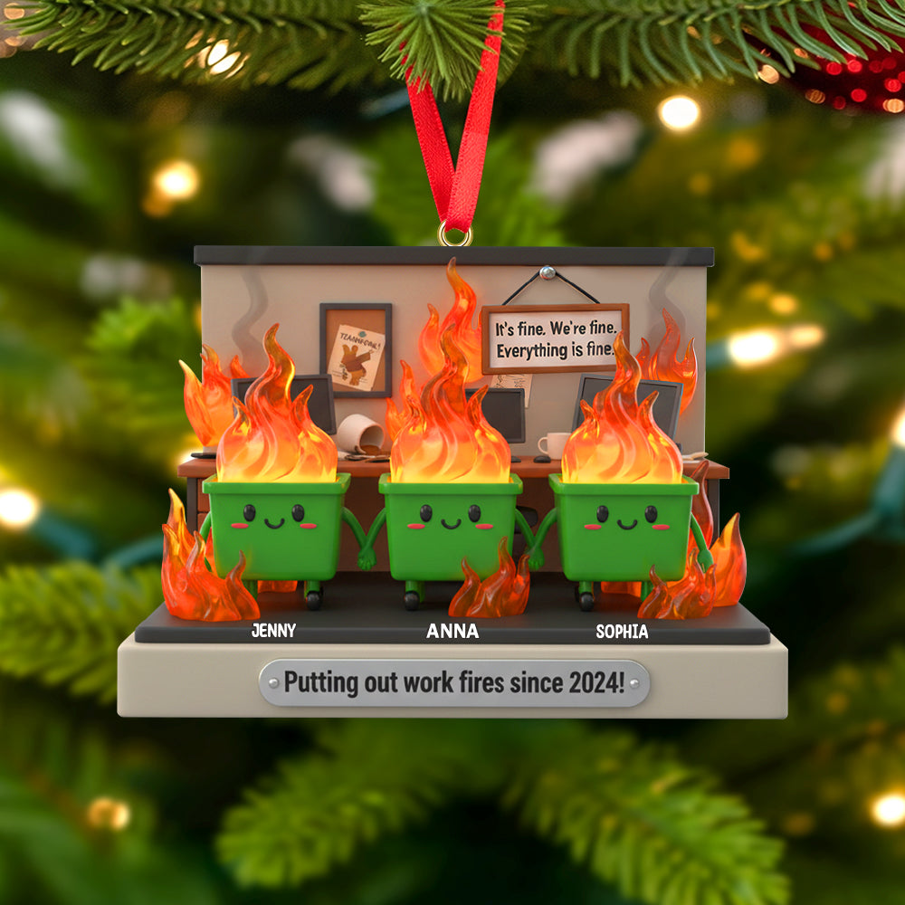 "Putting out work fires since 2024!" - Personalized Christmas Ornament for Coworkers Ornament PopCulturePrints