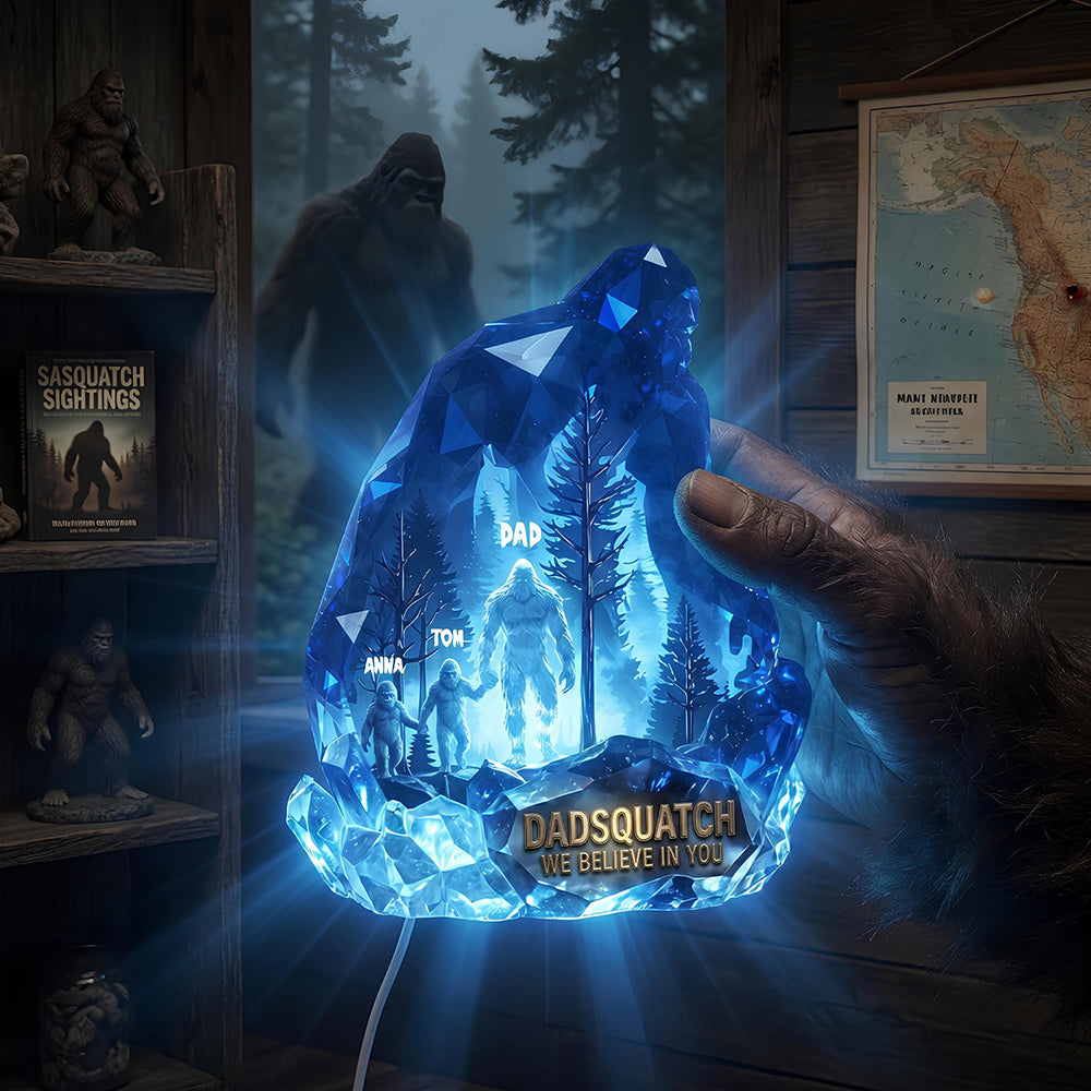 “Dadsquatch: We Believe In You” - Personalized Believe In Bigfoot Dad Light Box - Unique Gift for Dads and Grandpas Light Box PopCulturePrints