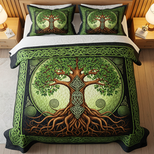 Load image into Gallery viewer, “Embrace Nature’s Spirit” - Personalized Tree Of Life Quilt Bedding Set - Custom Gift for Nature Lovers, Home Decor Enthusiasts, and Special Occasions Blanket PopCulturePrints
