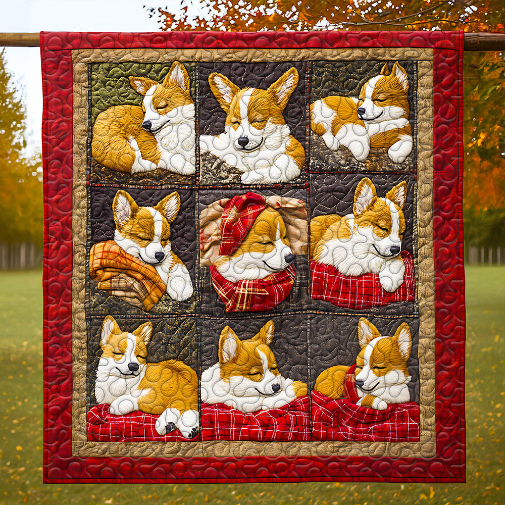 Festive Corgi Christmas Quilt Bed Set for Dog Lovers Blanket PopCulturePrints