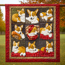 Load image into Gallery viewer, Festive Corgi Christmas Quilt Bed Set for Dog Lovers Blanket PopCulturePrints
