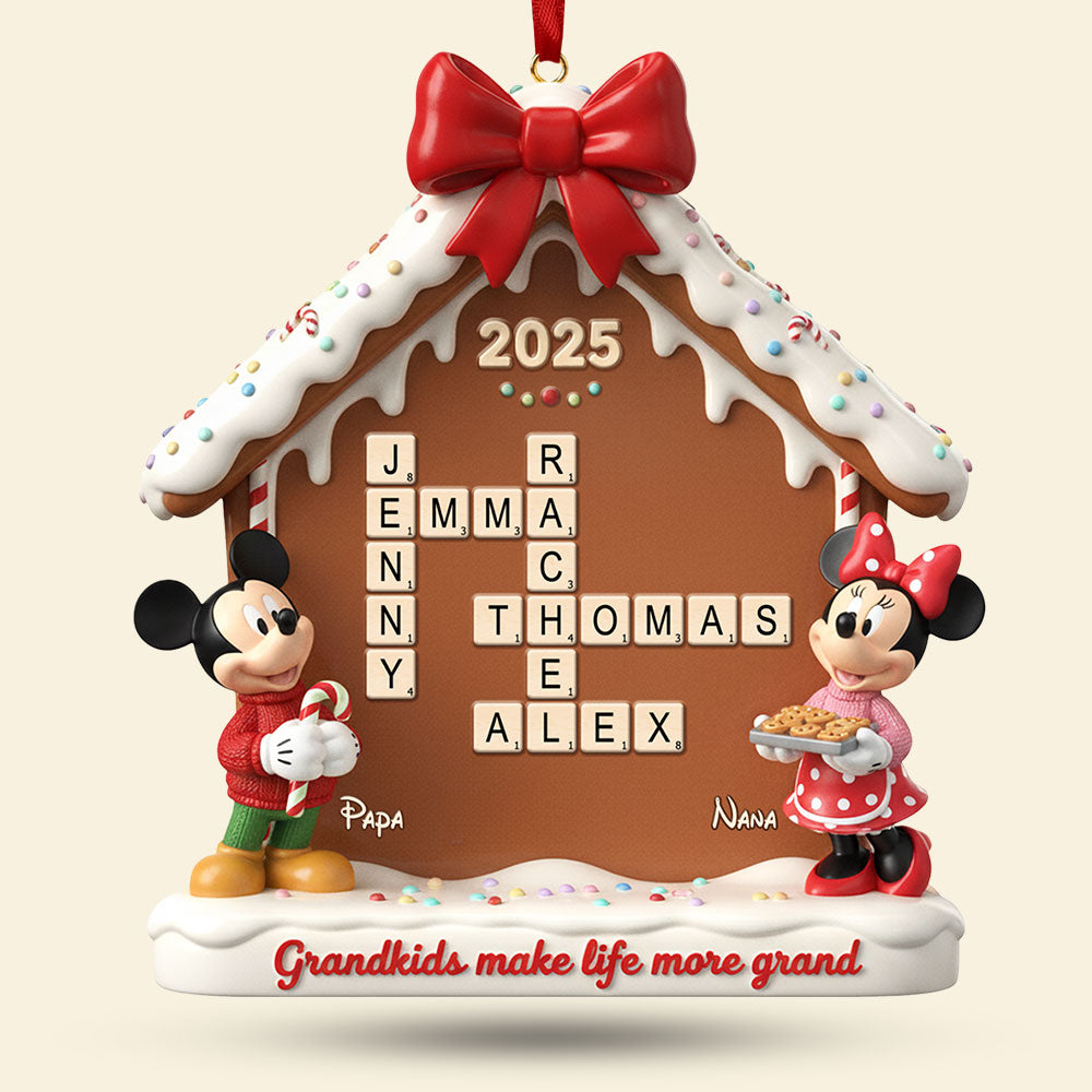 “Grandkids Make Life More Grand” - Personalized Gingerbread House Family Crossword Ornament - Custom Gift for Family & Friends Ornament PopCulturePrints