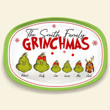 Load image into Gallery viewer, Personalized Grinch Family Christmas Plate Resin Plate PopCulturePrints
