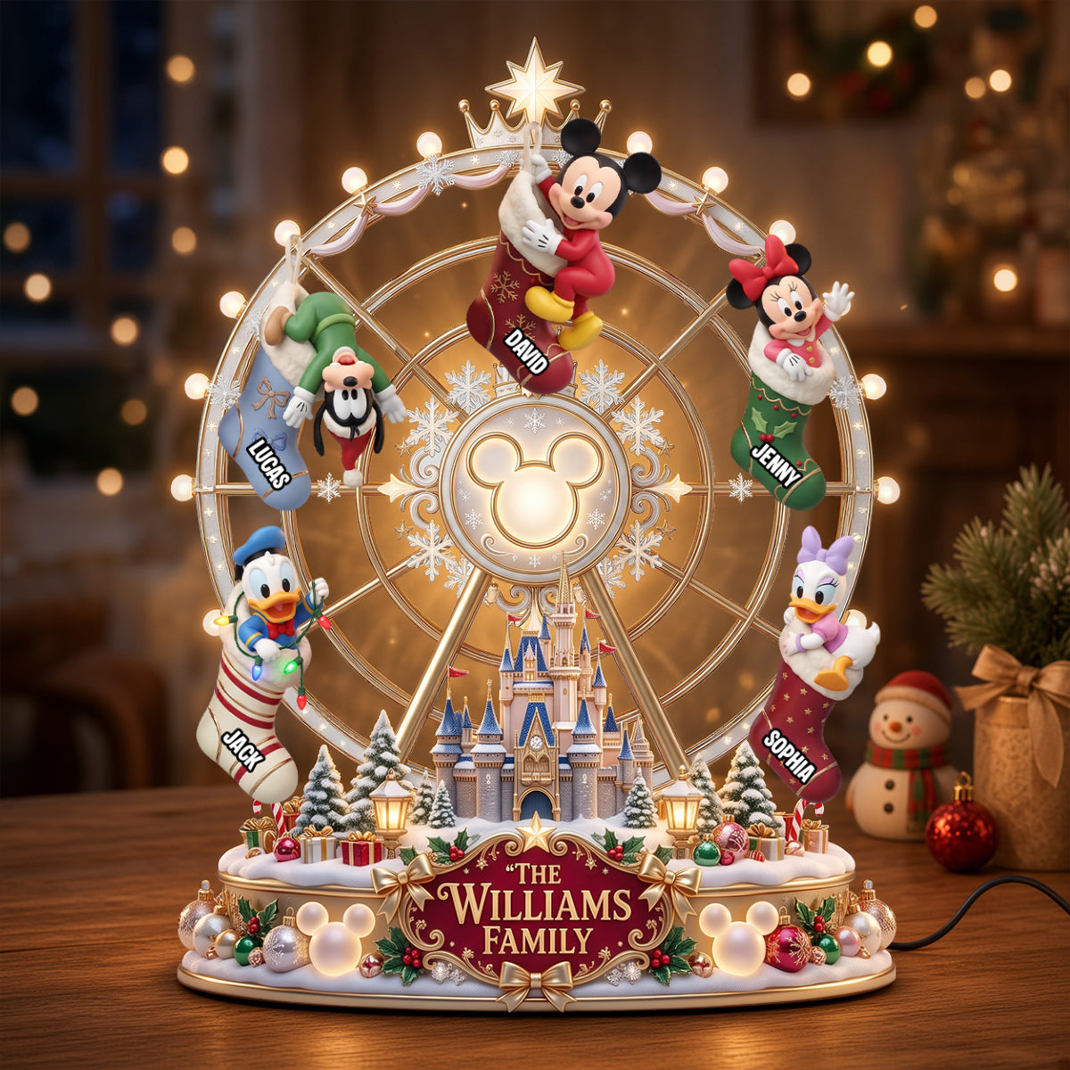 “Bring the Magic Home” - Kids In Christmas Sock Ferris Wheel Acrylic Light Box - Personalized Christmas Gifts