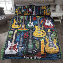 Load image into Gallery viewer, Personalized Guitar Lovers Quilt Bed Set Blanket PopCulturePrints
