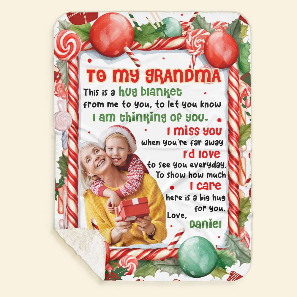 Personalized Christmas Hug Blanket for Grandma Blanket PopCulturePrints