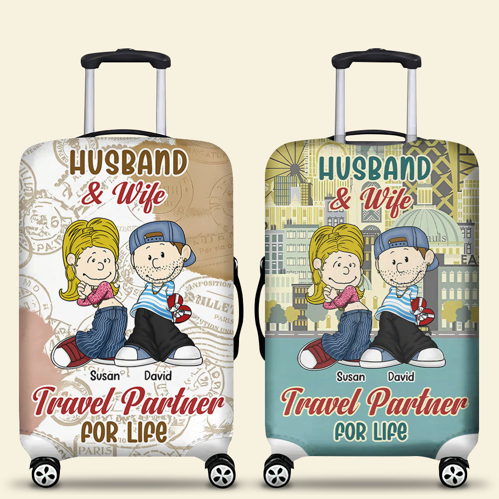 Personalized Luggage Cover for Couples - Travel Partner for Life Luggage Covers PopCulturePrints