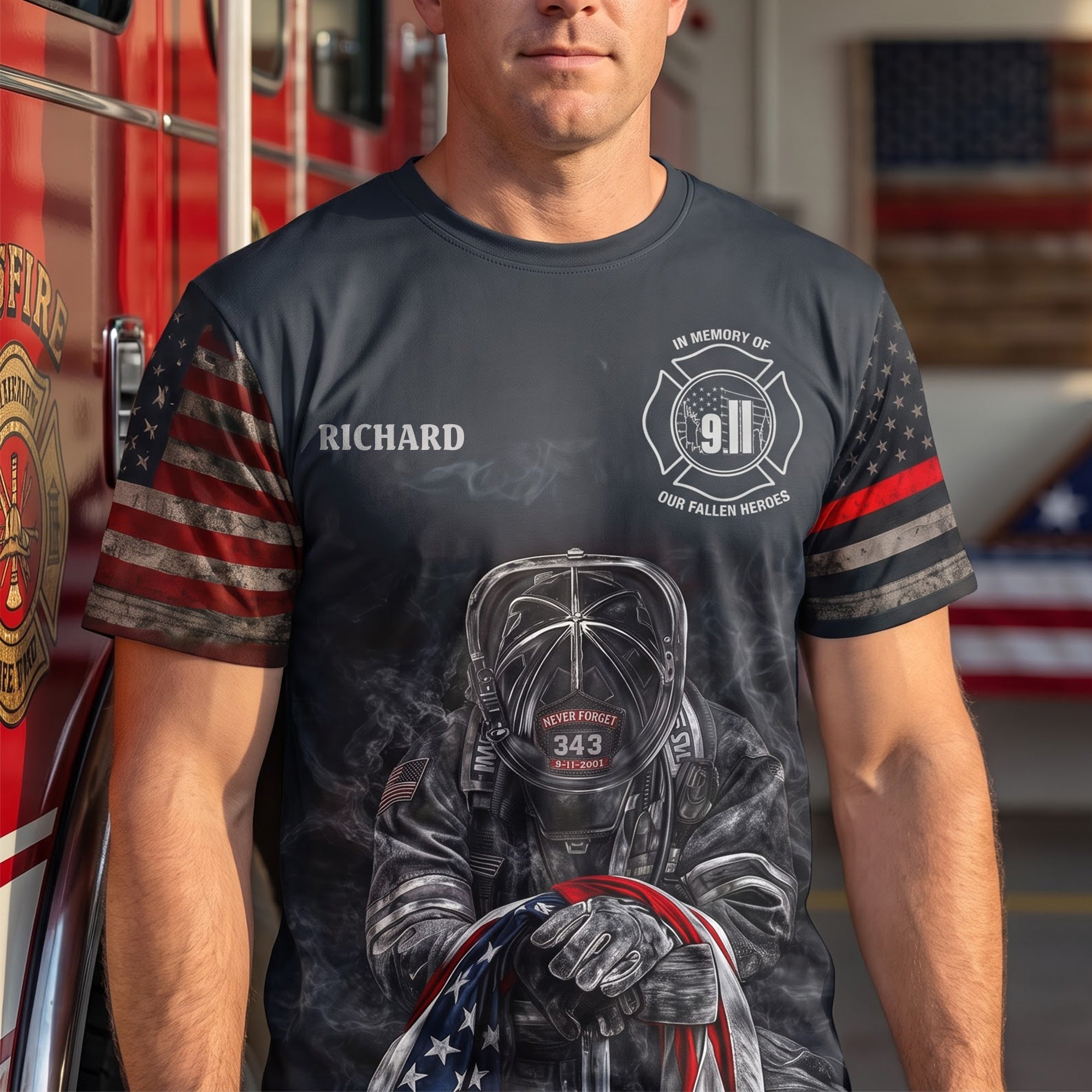 In Memory of Our Fallen Heroes - Personalized Honor Fallen Firefighter Heroes 3D Shirt