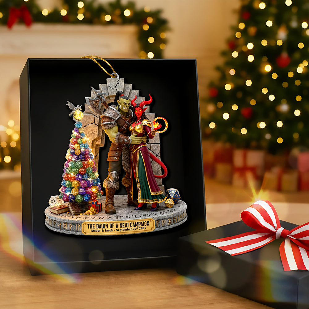 "Celebrate Your Epic Adventure!" - Monster & Devil Newlywed Couple Acrylic Ornament - Personalized Gifts for Couples, Gamers, and Fantasy Lovers Ornament PopCulturePrints