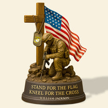 Load image into Gallery viewer, &quot;Stand for the Flag, Kneel for the Cross&quot; - Personalized Veterans Military Acrylic Plaque - Custom Gift for Veterans and Military Families Shaped Plaques PopCulturePrints
