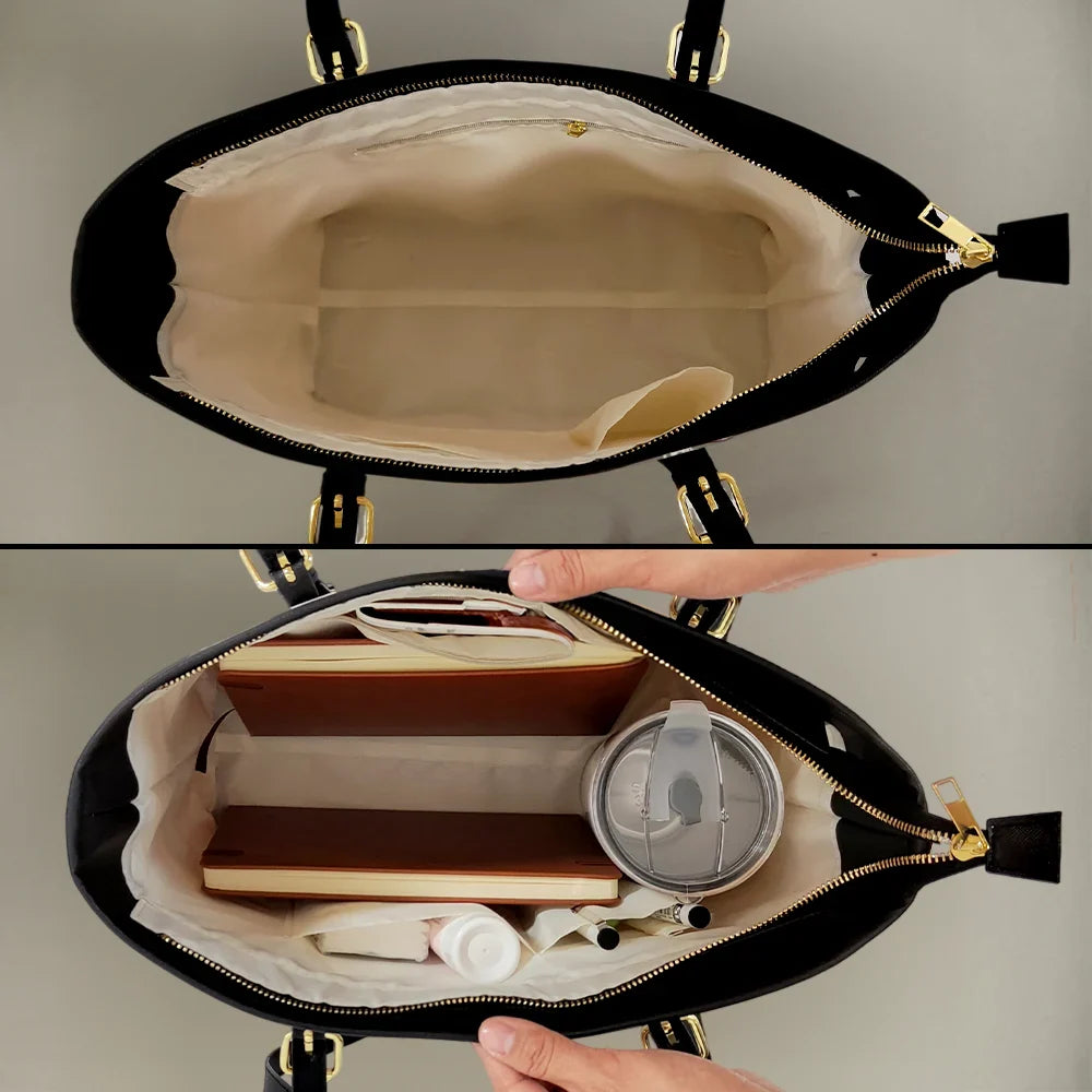 Grandma, You're Forever in Our Hearts - Personalized Leather Tote Bag - Gift for Grandma Leather Tote Bag PopCulturePrints