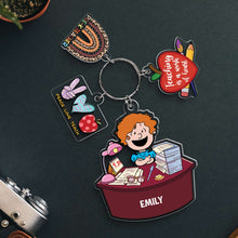 Load image into Gallery viewer, Personalized Teacher Keychain - Custom Cartoon Design
