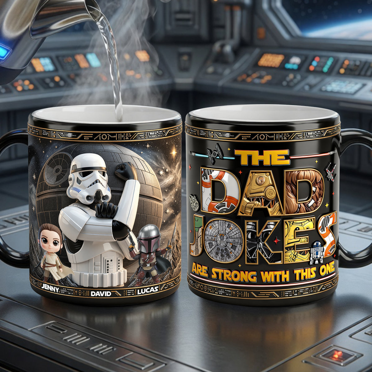 "The Dad Jokes Are Strong with This One" - Fun Dad Magic Mug, Personalized Gift for Dads, Grandpas, and Anyone Who's a Father Figure Coffee Mug PopCulturePrints