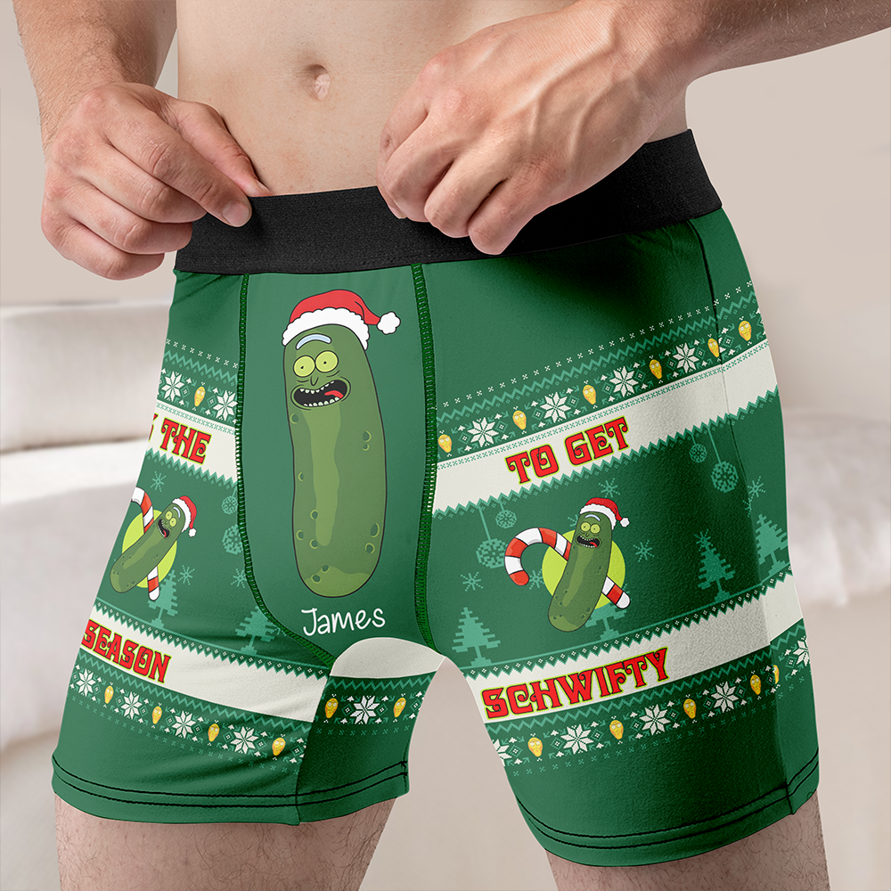 Personalized Naughty Christmas Men's Boxers | Funny Pickle Theme | Valentine's Day Gifts Boxer Briefs PopCulturePrints