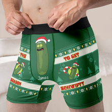 Load image into Gallery viewer, Personalized Naughty Christmas Men's Boxers | Funny Pickle Theme | Valentine's Day Gifts Boxer Briefs PopCulturePrints
