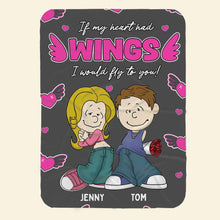 Load image into Gallery viewer, Personalized Couple Blanket with Heart Wings Design - Ideal Gift for Lovers Blanket PopCulturePrints
