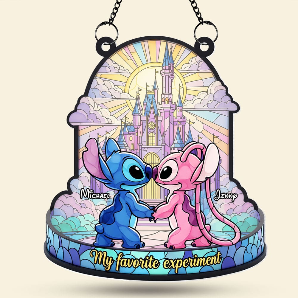 Love Blooms with Our Cute Blue Monster Couple Suncatcher - Personalized Gift for Couples Ornament PopCulturePrints