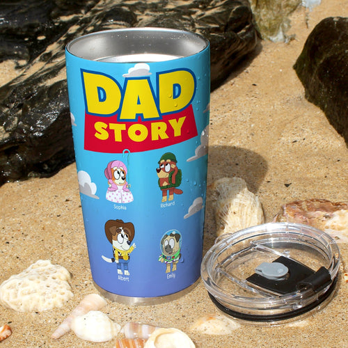 Customized Dad Story Tumbler - Personalized Cartoon Characters Tumbler Cup PopCulturePrints