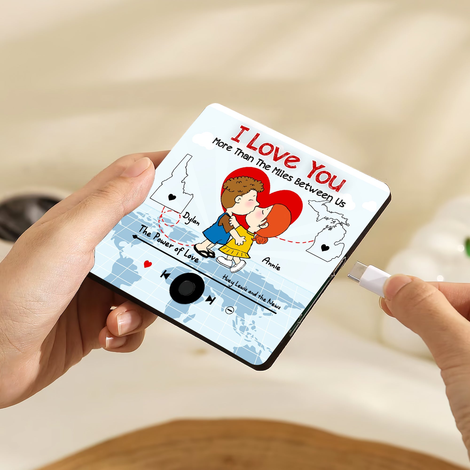 Personalized Long Distance Couple Magnet - 'Power of Love' Design Fridge Magnet PopCulturePrints