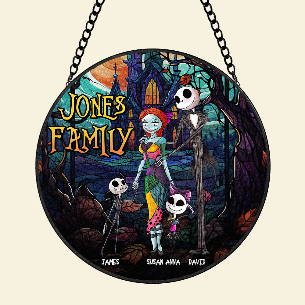 Personalized Spooky Family Suncatcher Ornament - Halloween Themed Gift