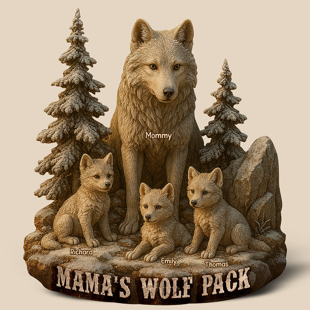 “Forever in My Heart” - Personalized Mama Wolf Acrylic Plaque - A Gift for Moms, Grandmothers, and Loved Ones Shaped Plaques PopCulturePrints