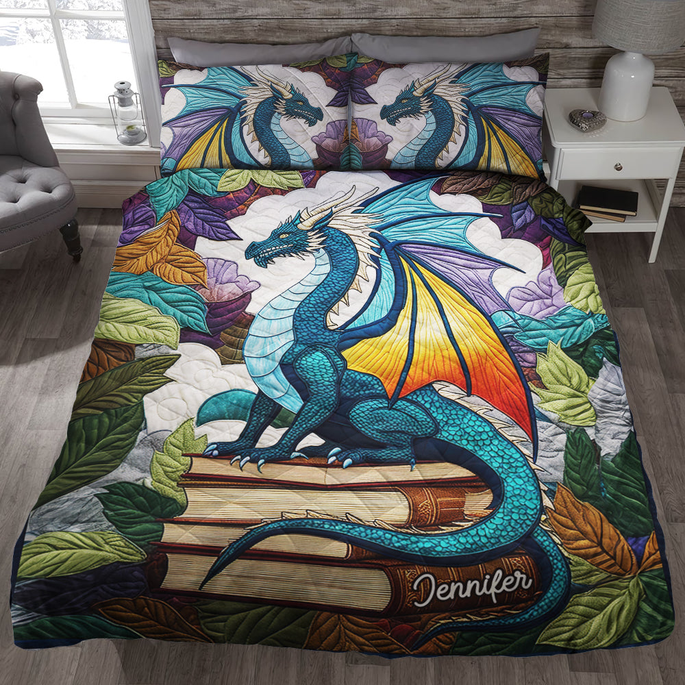 Personalized Dragon-Themed Quilt Bed Set for Book Lovers Blanket PopCulturePrints