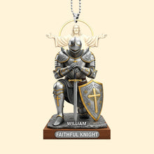 Load image into Gallery viewer, “Faithful Knight: A Symbol of Strength and Faith” – Personalized Christian Car Ornament, Perfect Gift for Christmas Ornament PopCulturePrints
