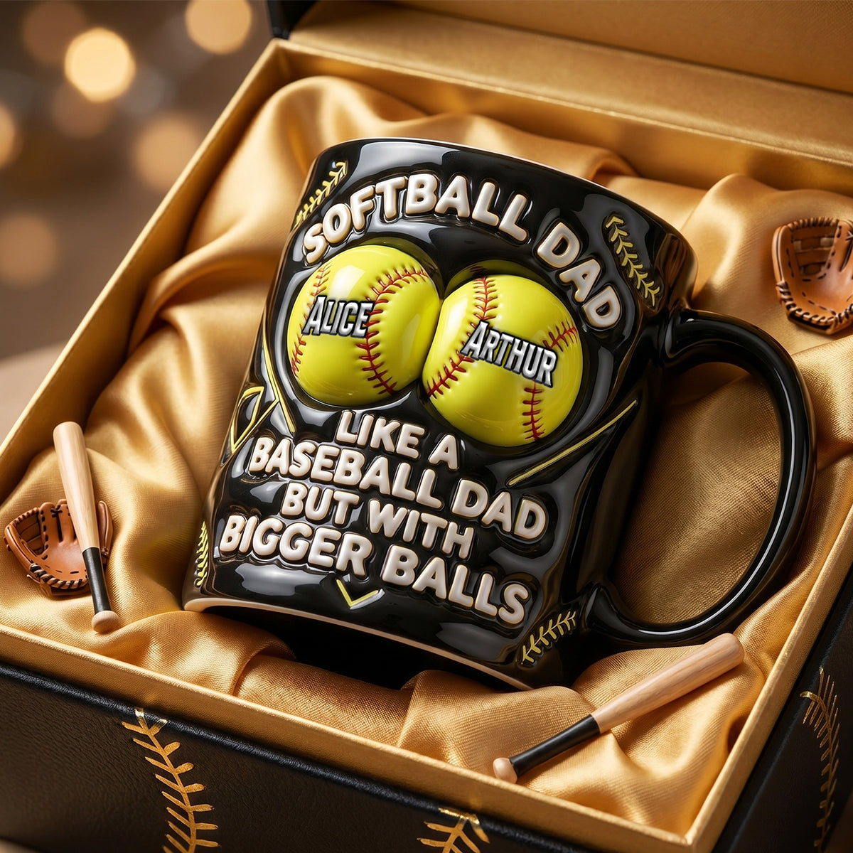 Softball Dad: Like a Baseball Dad But With Bigger Balls - Custom Magic Mug Gift for Fathers and Grandfathers Coffee Mug PopCulturePrints