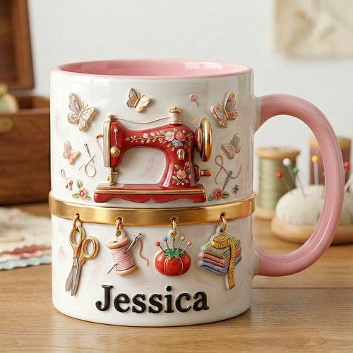 Sewing Machine Accent Mug - Personalized Gift for Sewing Lovers Coffee Mug PopCulturePrints