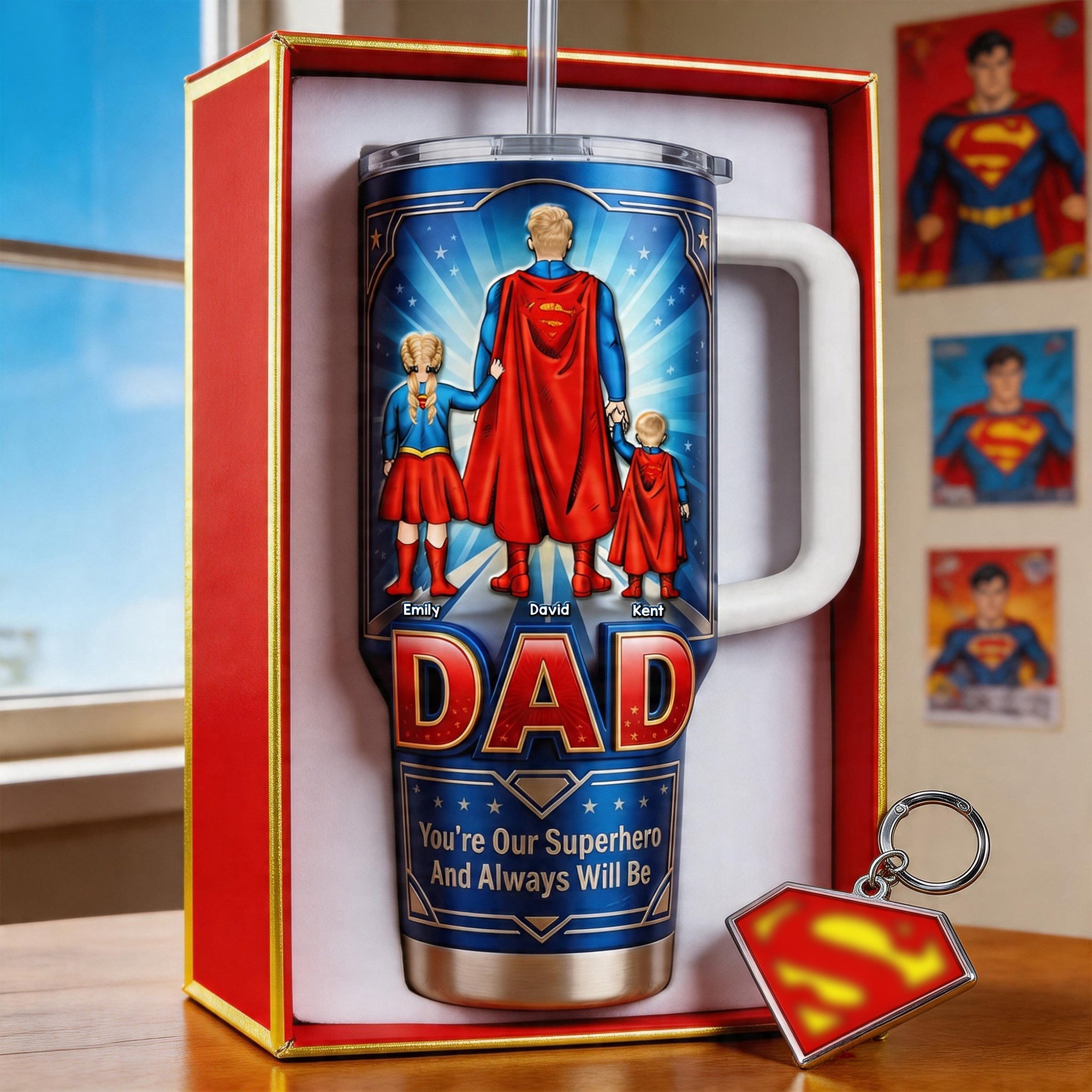 "You're Our Superhero - Fearless Guardian Dad Tumbler", Personalized Gift for Dads & Grandpas Tumbler Cup PopCulturePrints