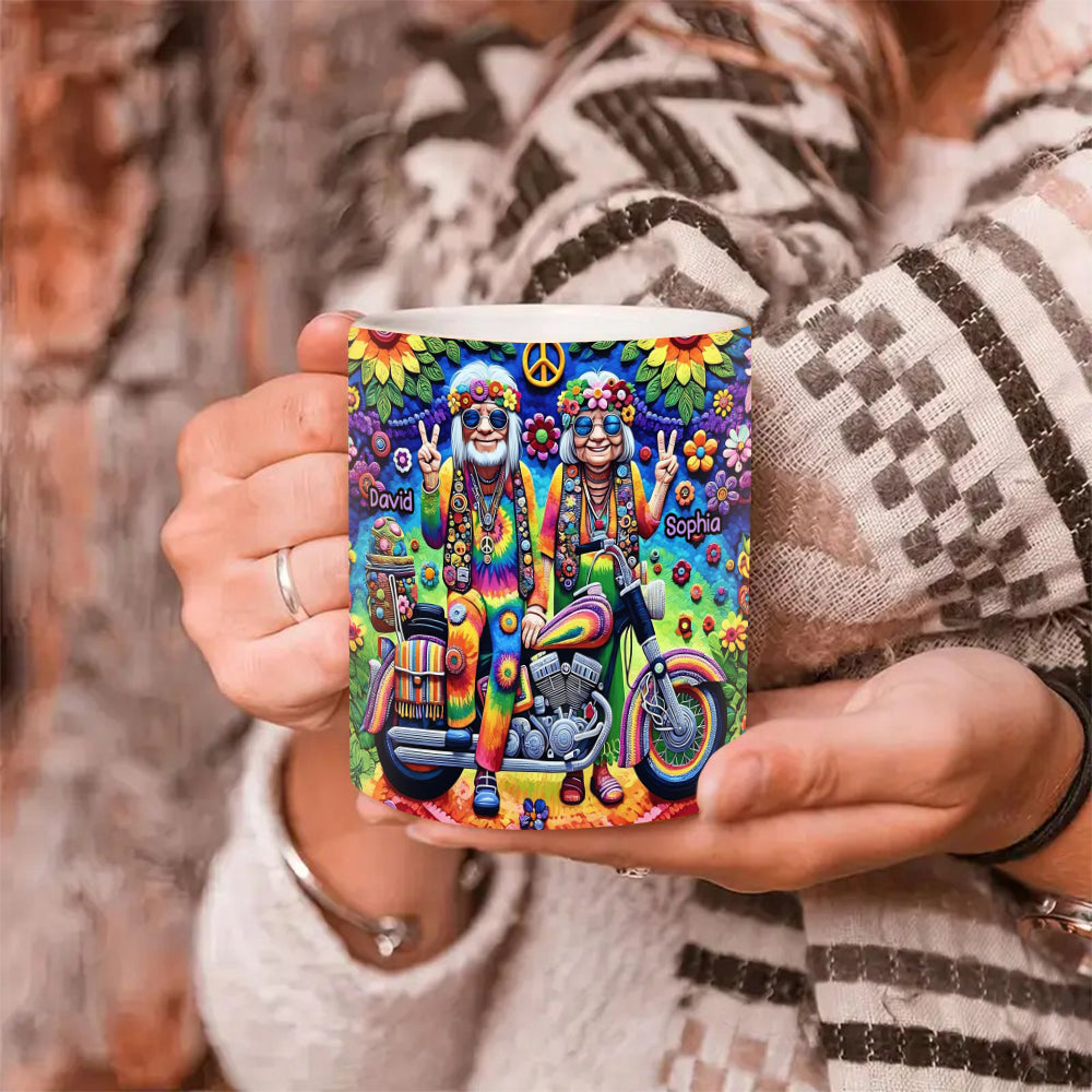 Custom Hippie Couple Mug | Personalized Valentine's Day Gifts for Peace Lovers Coffee Mug PopCulturePrints