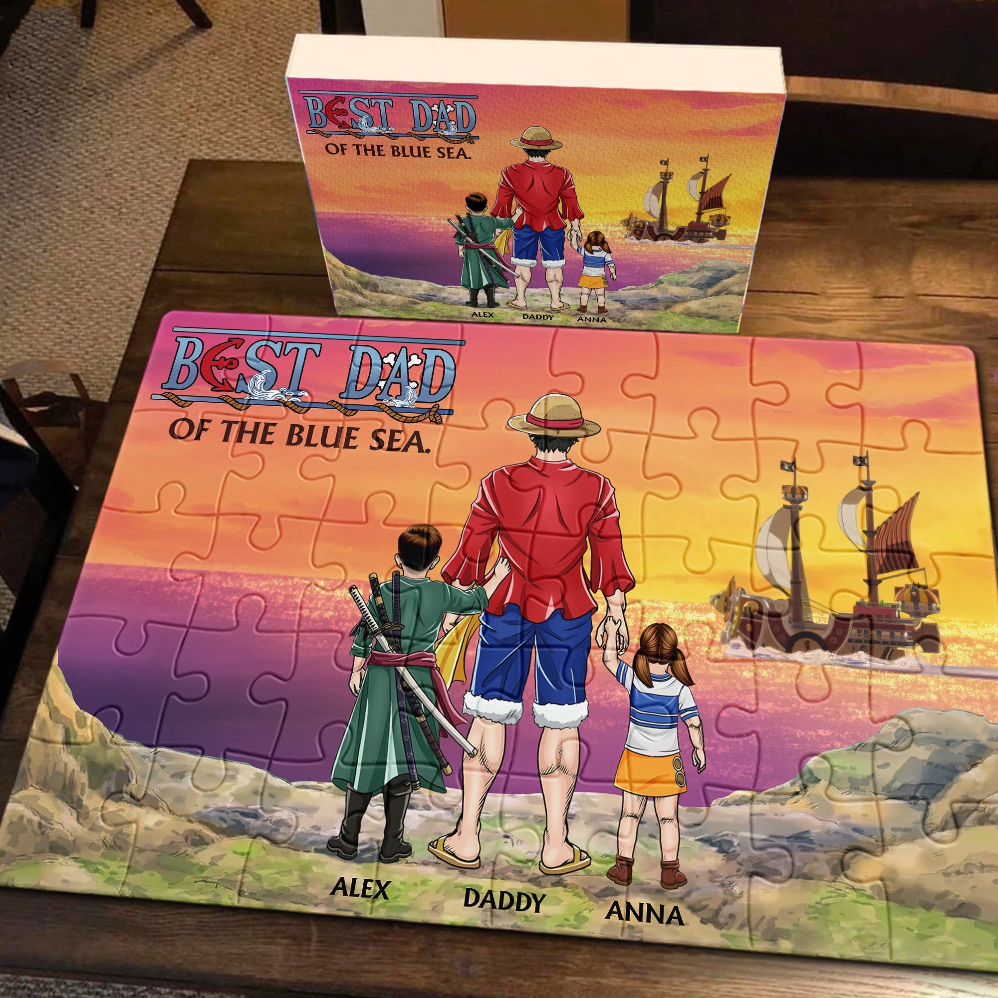 Personalized Best Dad of the Blue Sea Jigsaw Puzzle