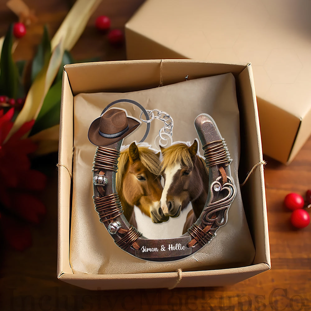 Personalized Horse Riding Acrylic Keychain for Couples | Unique Love Gift Keychains PopCulturePrints