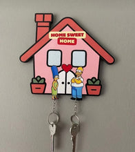 Load image into Gallery viewer, Personalized Home Sweet Home Themed Key Holder with Cartoon Characters
