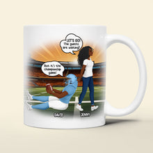 Load image into Gallery viewer, Personalized American Football Coffee Mug for Couples - Fun Wedding Gift Coffee Mug PopCulturePrints
