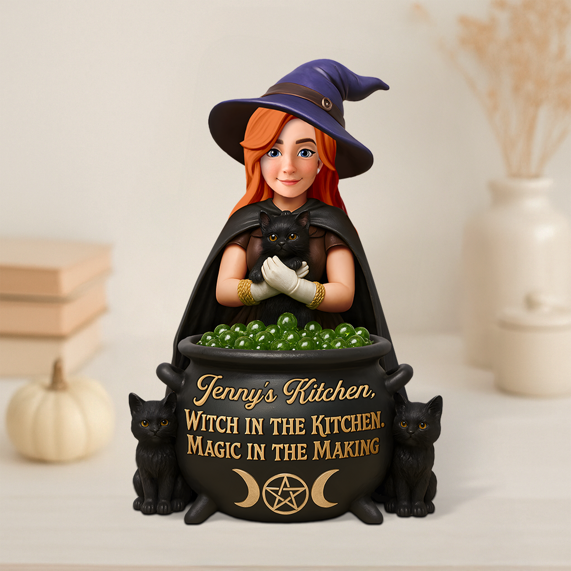 “Magic in Every Meal” - Personalized Kitchen Witch Acrylic Plaque - Custom Gift for Witches Shaped Plaques PopCulturePrints