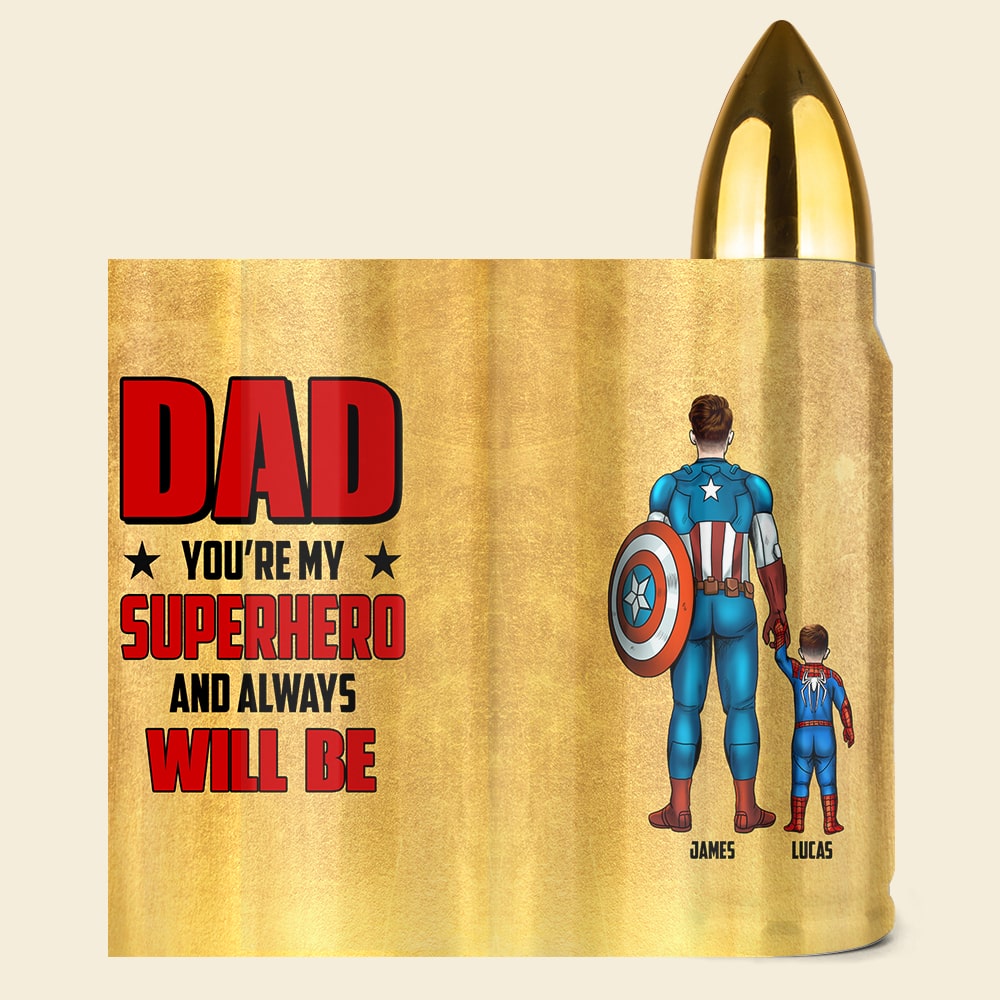 Personalized Superhero Bullet Tumbler for Dad - Father's Day Gift