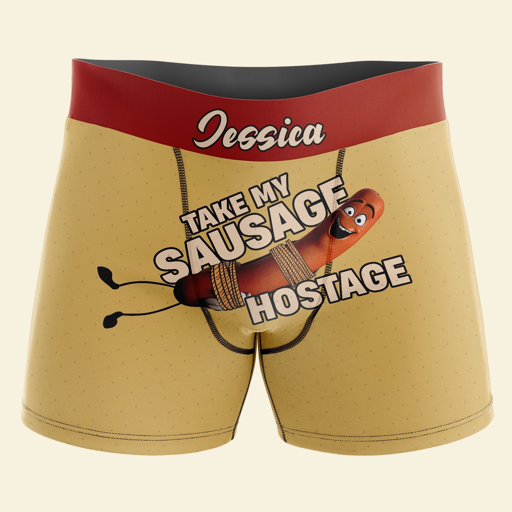 Custom Boxer Briefs - Take My Sausage Hostage | Perfect Valentine's Day Gifts for Him Boxer Briefs PopCulturePrints