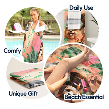 Load image into Gallery viewer, Tropical Dogs Make Life Better - Personalized Beach Towel for Dog Lovers Beach Towel PopCulturePrints
