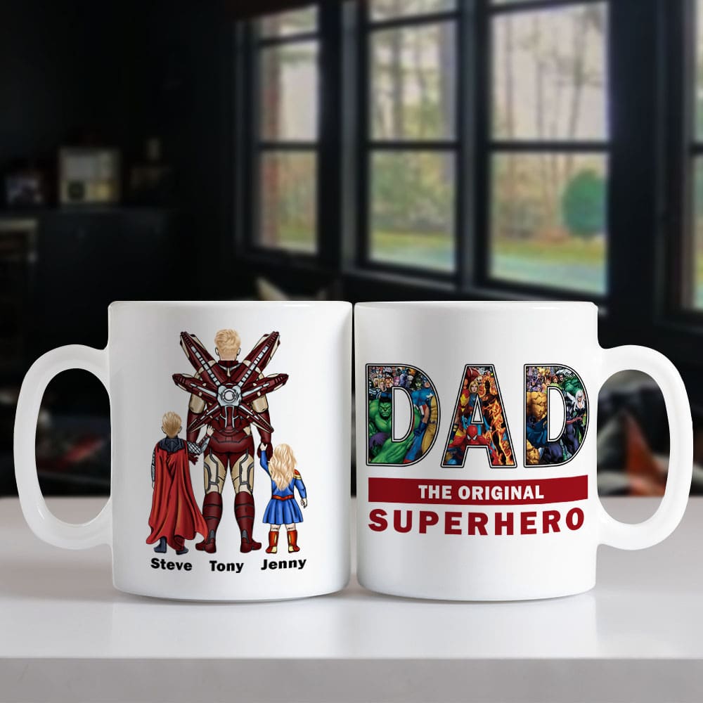 Custom Superhero Dad Mug - Personalized Gift for Father's Day Coffee Mug PopCulturePrints