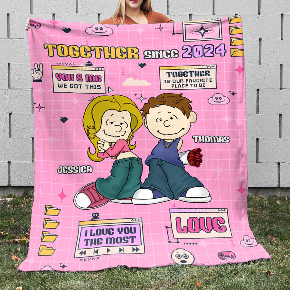Personalized Pop Culture Couple Blanket – Together Since 2024 Blanket PopCulturePrints
