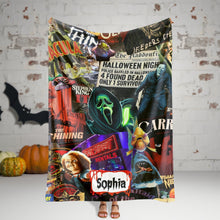 Load image into Gallery viewer, Personalized Horror Movie Characters Blanket - Perfect Halloween Gift for Horror Fans
