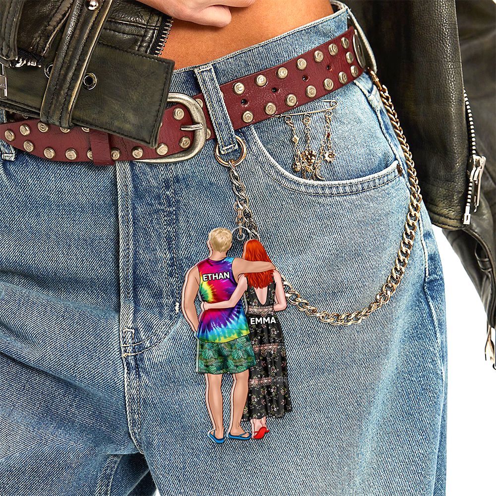 Personalized Summer Couple Keychain | Unique Valentine's Day Gifts for Couples Keychains PopCulturePrints