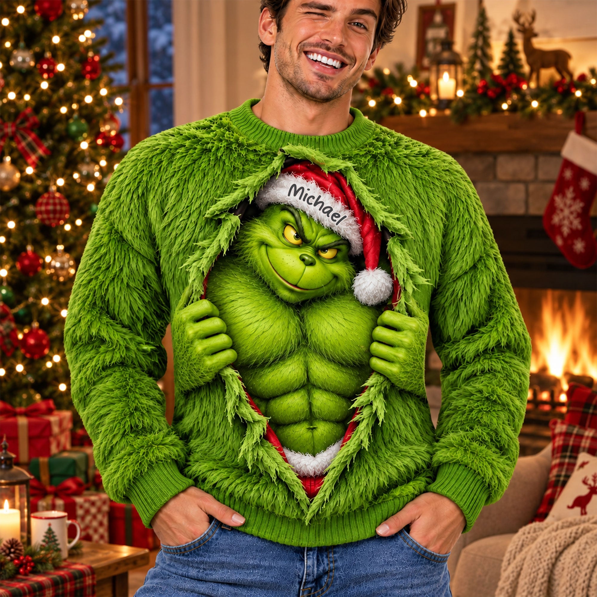 "Sneak Out Christmas with a Grin!" - Personalized Grinch Sweatshirt - Perfect Christmas Gift for Friends, Family, and Loved Ones