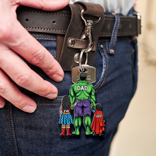 Load image into Gallery viewer, “Super Dads Deserve Super Gifts” - Personalized Super Dad Keychain - Gift for Dad, Grandpa, and Father Figures Keychains PopCulturePrints
