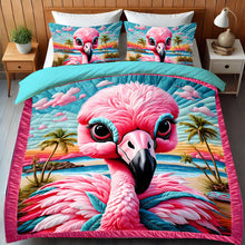 Load image into Gallery viewer, Flamingo Lovers Quilt Bedding Set - Colorful and Fun Décor Blanket PopCulturePrints
