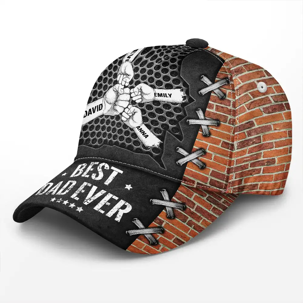 Best Dad Ever Fist Bump Silver - Personalized Classic Cap Classic Cap PopCulturePrints
