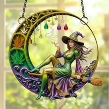 Load image into Gallery viewer, &quot;Embrace Your Magic: Chill Broom Girl Suncatcher Ornament - Personalized Gift for Fantasy Lovers&quot; Ornament PopCulturePrints
